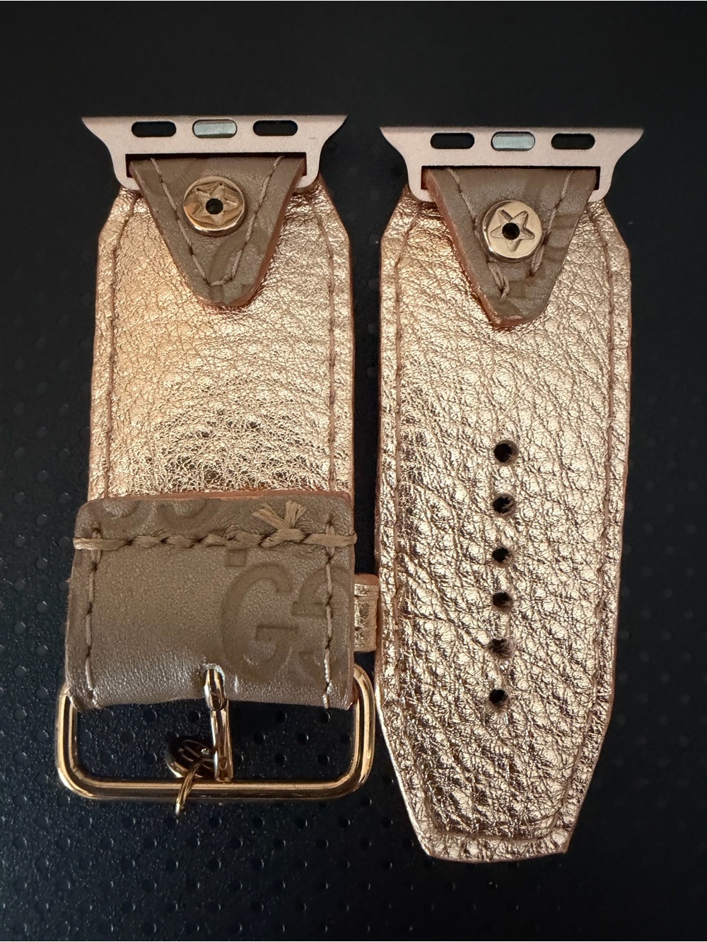 Sparkl Upcycled rose gold leather Apple Watch Band - Monogram - Picture 2 of 3